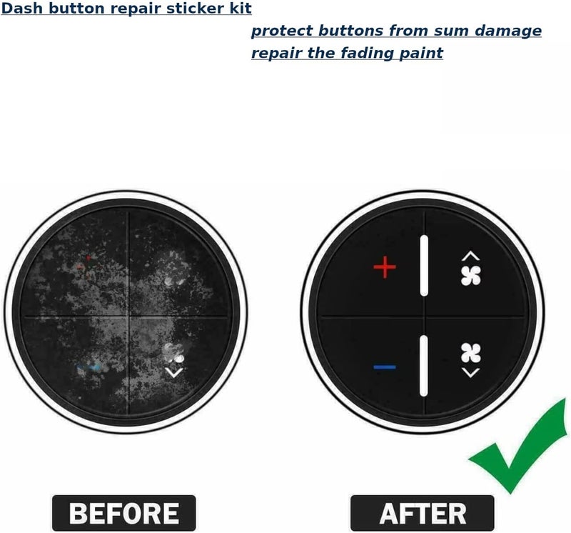 AtticZone AC Radio Dash Button Repair Kit Stickers Decals Compatible with GM GMC Yukon Acadia Sierra, Chevrolet Silverado Tahoe Suburban 2006-2014, 2Pcs (AC19 + Radio20) - Image 4